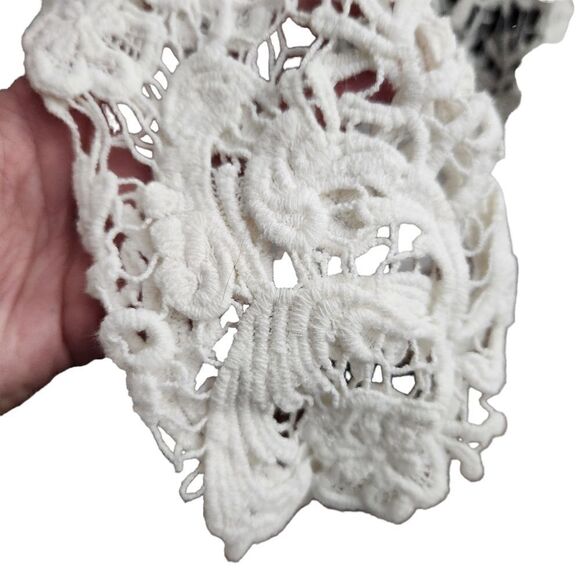 Crochet Sweater White Cream Open Weave Womens Small Long Sleeve - Picture 7 of 7